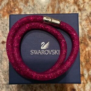 Swarovski Crystal Stardust Fuchsia Pink Double Wrap Bracelet New in Box